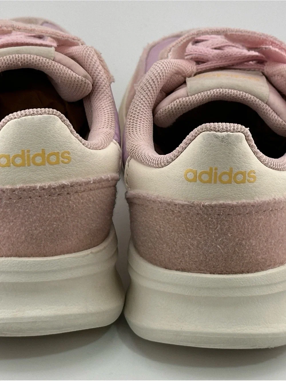 adidas Kids Pink and Cream Athletic Sneakers with Hook-and-Loop Strap
